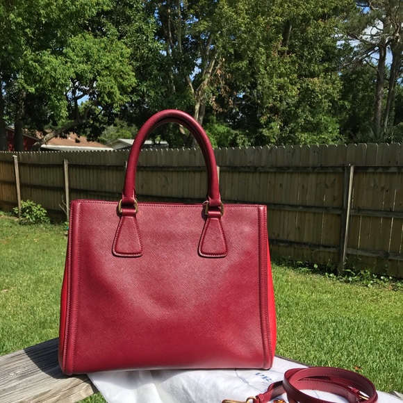 Prada Saffiano LUX  Cerise +Fuoco - Picture 3 of 9